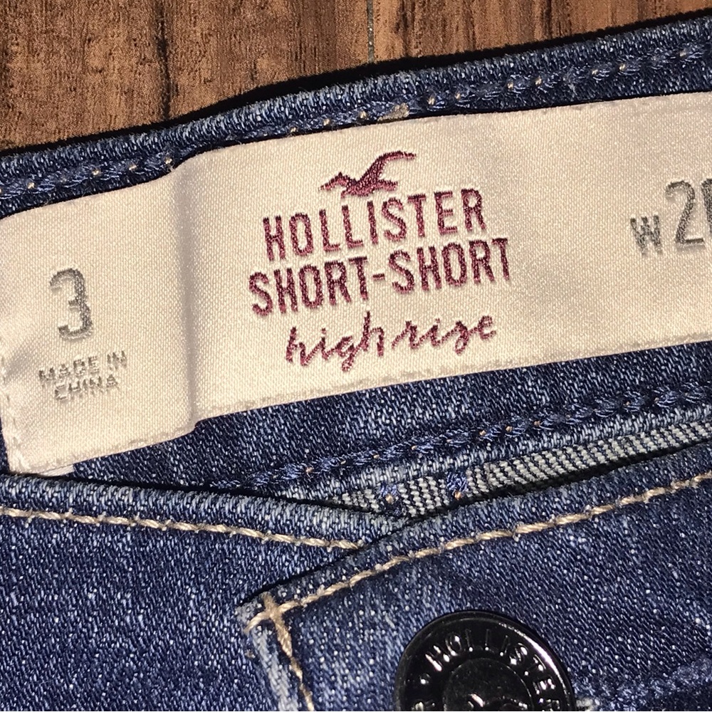 RARE Hollister Shorts SIZE 3 juniors Embroidered Dark Wash Denim Blue - Picture 9 of 11